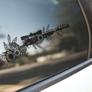 Floral Rifle Decal - Sticker for Cars, Laptop, Vehicle, Custom.