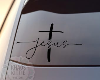 Jesus Cross Decal - Sticker for Cars, Laptop, Vehicle, Custom.
