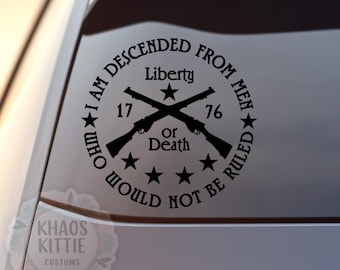Liberty or Death 1776 Vinyl Decal - Patriotic Sticker for Cars, Laptop, Vehicle, Custom.