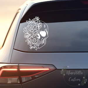 Skull and Roses Skeleton Decal - Sticker for Cars, Laptop, Vehicle, Custom.