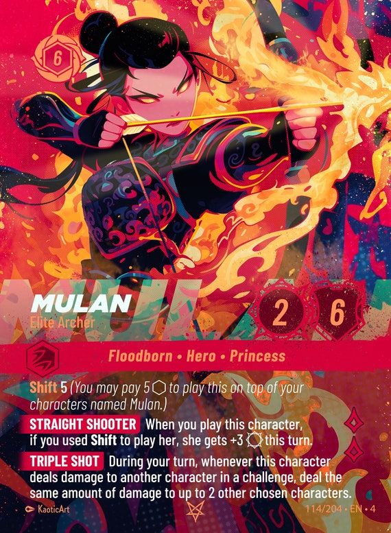 mulan lorcana card Amazon.com: Ravensburger Disney Lorcana TCG Deck Box Featuring Mulan -  Considerate Diplomat | Securely Store 80 Sleeved Cards | Durable Portable  Organizer for TCG Players main image 1