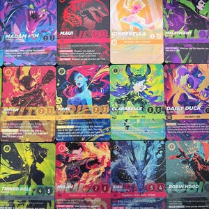 Lorcana Proxy - Set di 33 - Ariel, Robin Hood, Diablo, Rapunzel, Stitch, Belle, Mulan, Sisu, Elsa, Trilli, Maui, Bestia, Mufasa e altri