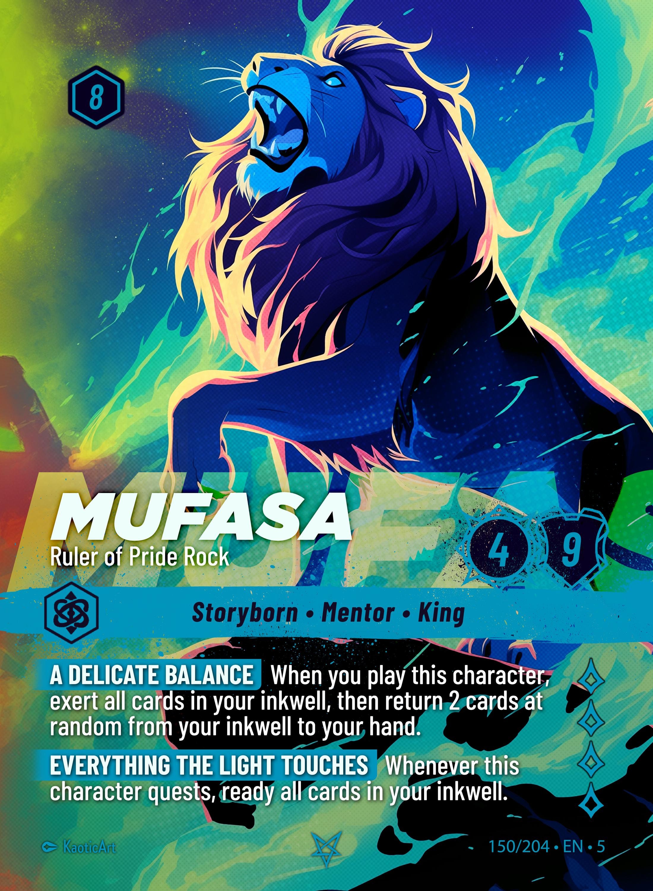 Mufasa Ruler of Pride Rock Lorcana Proxy - Etsy