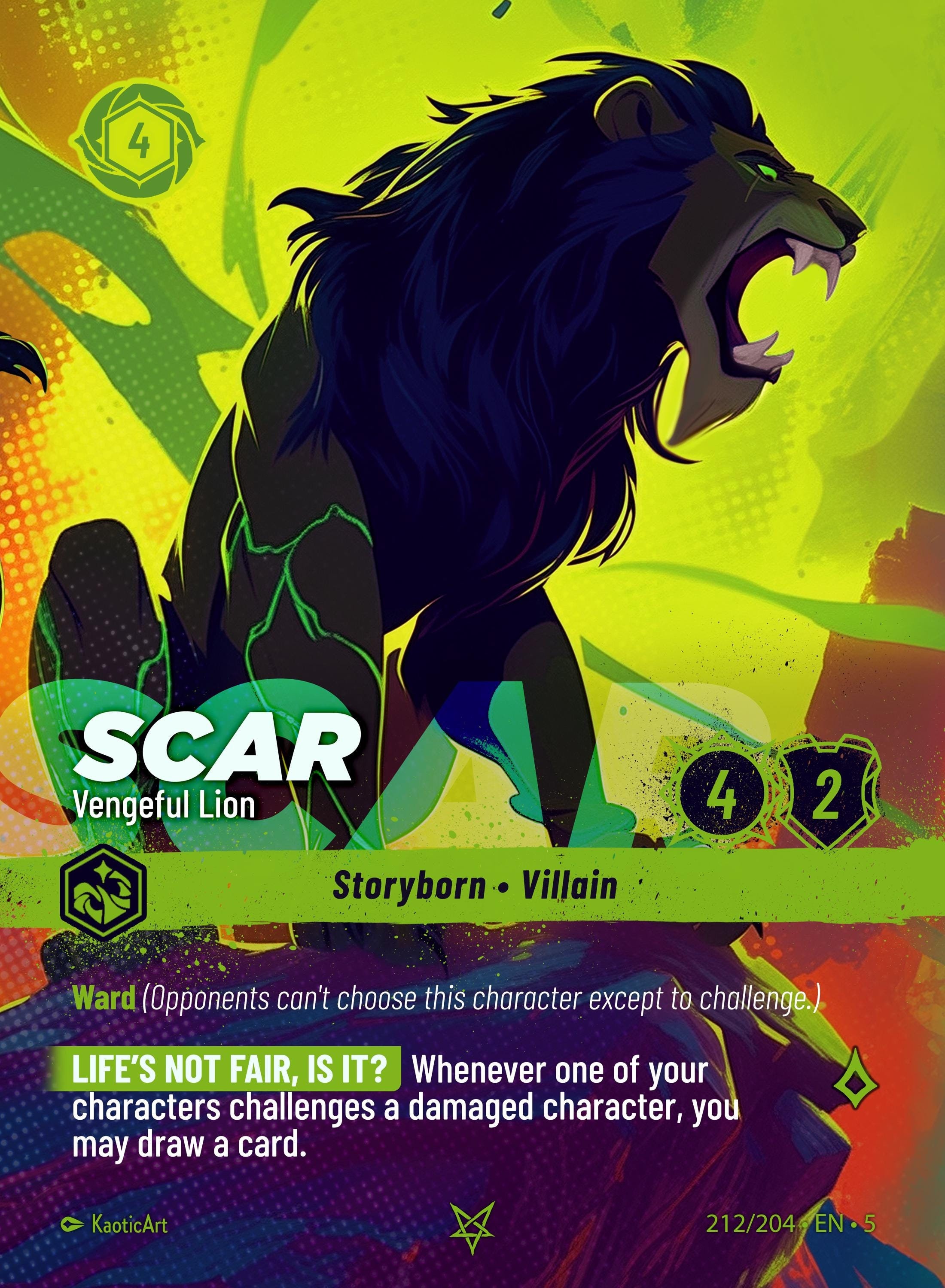 Scar Vengeful Lion Lorcana Proxy