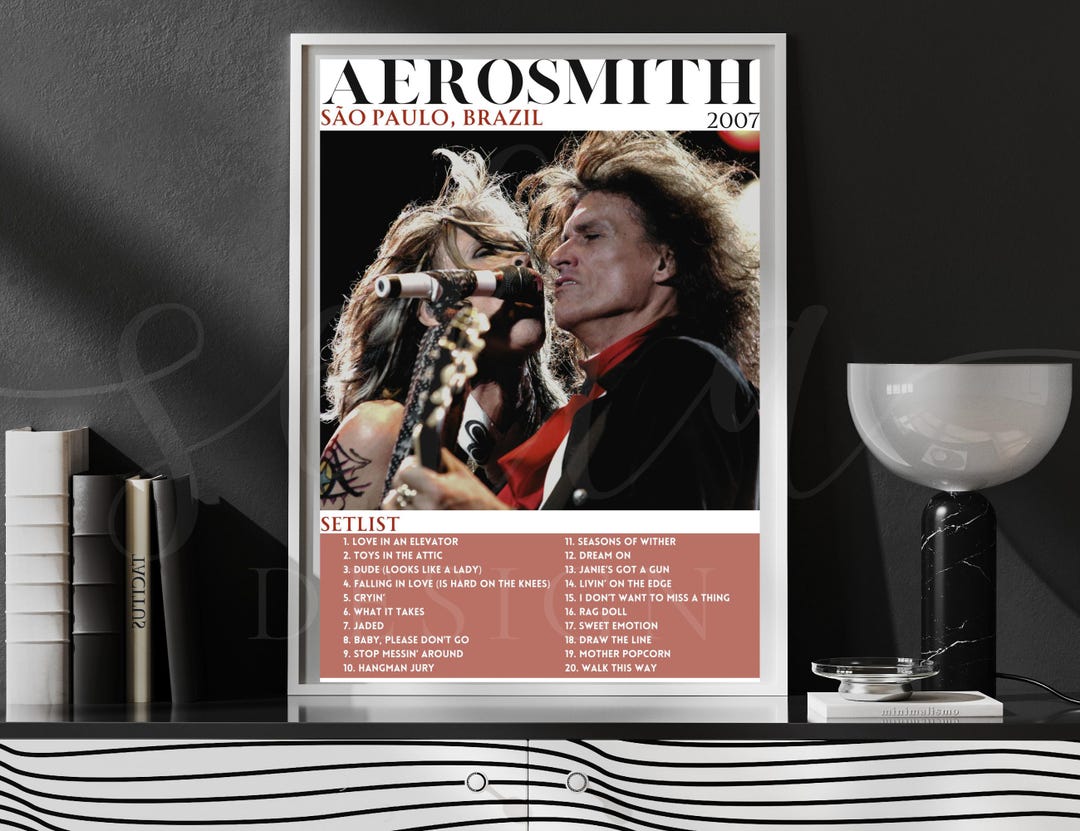 AEROSMITH Band Inspired Retro Poster With Song Setlist Rock Fan Art ...