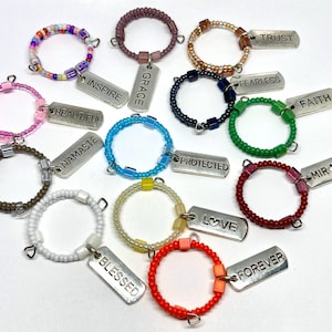 Inspirational-Themed Beaded Wine Glass Charms -  Choice of Quantity, Custom Option