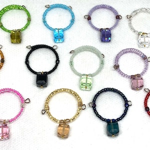Swarovski Cubes Beaded Wine Glass Charms - Choice of Quantity Set