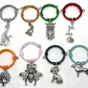 Animals-Themed Beaded Wine Glass Charms - Choice of Quantity Set