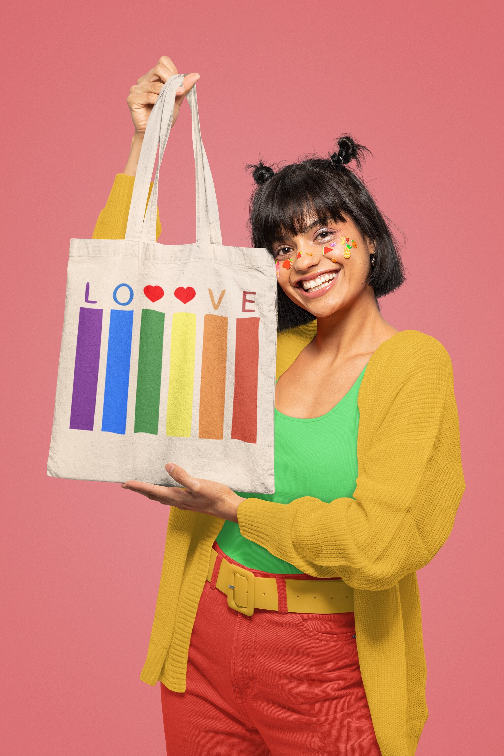 Rainbow Pride Tote Bag LGBTQ Gay Flag 100% Cotton Shopping Bag