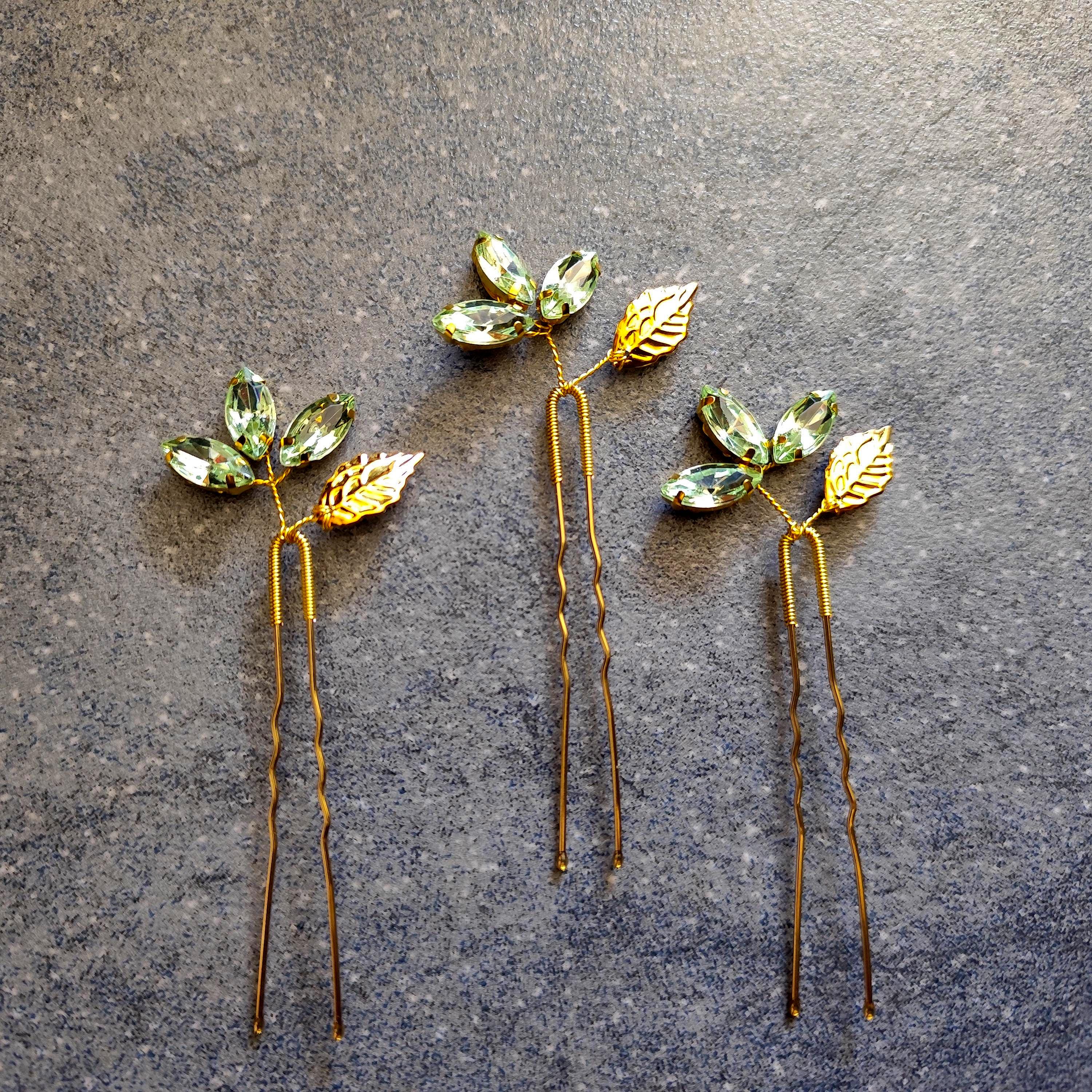 Mint Green Hair Pins Set – Sage Green Wedding Hair Clips  display picture 3