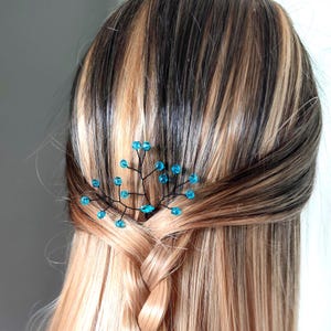 Something Blue Wedding Hair Pins - Blue Crystal Bridal Hair Accessories - Handmade Hair Pins for Brides & Bridesmaids (Set of 2)