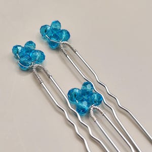Something Blue Wedding Hair Pins - Blue Crystal Bridal Hair Accessories - Handmade Blue Hair Pins for Brides Bridesmaids-Mother of the Bride
