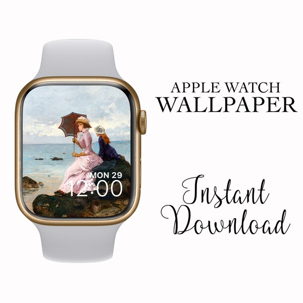 On The Cliff - Ernest Ange Duez - Apple Watch Face Wallpaper - Oil Painting on Canvas