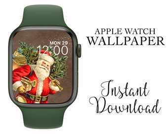 Vintage Santa Carrying A Christmas Tree and Presents - Apple Watch Face Wallpaper