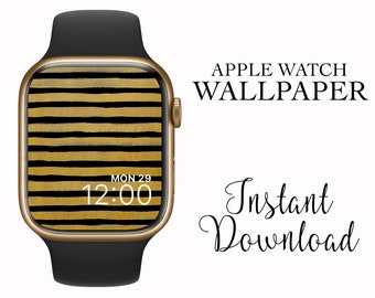 Gold Painted Stripes on Black - Apple Watch Face Wallpaper