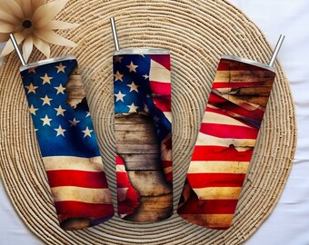 Grunge American flag, tumbler design, patriotic flag, men's design, digital download, PNG design, skinny tumbler