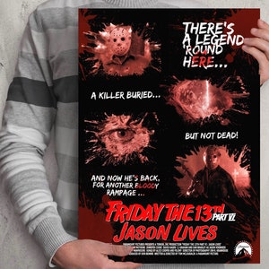 Jason Voorhees Friday The 13th Part 6  Jason Lives 80s horror movie slasher film Poster Wall decor for home and office  Horror memorabilia