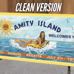 Huge Amity Island Billboard sign. Clean version. Screen accurate sign from Jaws. INSTANT DIGITAL DOWNLOAD. 6.5mb jpeg file.