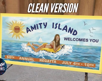 Huge Amity Island Billboard sign. Clean version. Screen accurate sign from Jaws. INSTANT DIGITAL DOWNLOAD. 6.5mb jpeg file.