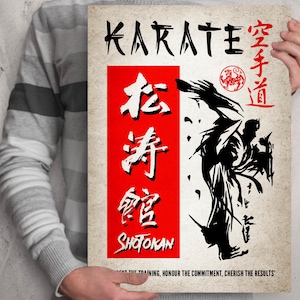 Shotokan Karate A3 poster - Japanese Brush script