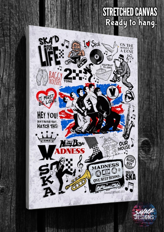 Madness SKA Stretched Canvas Suggs 80's SKA Reggae Music Inspired