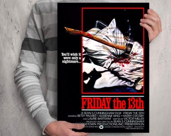 Jason Voorhees - Friday the 13th Poster video poster re-creation. 80s horror. Camp Crystal Lake. Camp blood. Video library poster. Slasher.