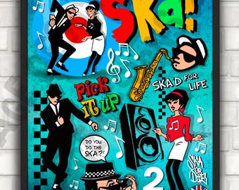 SKA 80s Music Poster Rude Boy Rude Girl Artwork Reggae Madness the