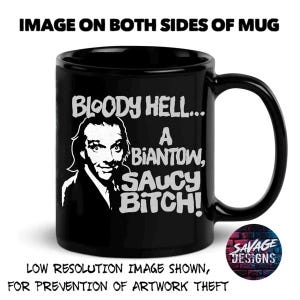 Bottom Black Glossy Mug Richie Foxy Stoat Hammersmith Hardmen Comedy Sitcom Lamb and Flag Young Ones Rik Mayall Ade Edmondson British Thugs