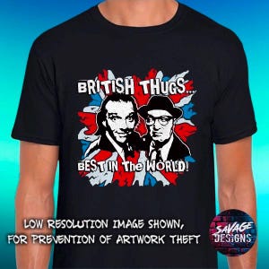 Bottom Short sleeve T-shirt Eddie and Richie Hammersmith Hardmen  British thugs BBC Comedy Union Jack Rik Mayall Ade Edmondson Rik and Ade