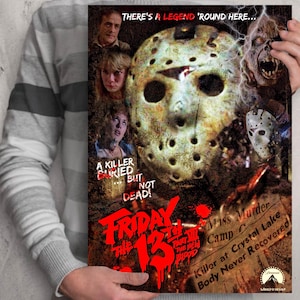 Jason Voorhees Friday the 13th Part 7 The New Blood film Poster 80's horror slasher movie