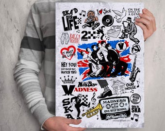 SKA 80s Music Poster Rude Boy Rude Girl Artwork Reggae Madness the