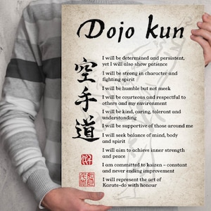 Karate poster Dojo kun. Dojo rules. Generic karate Dojo scroll print. Home Dojo Office Gym wall decoration. Martial arts poster print