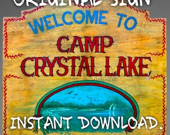 Large Camp Crystal Lake sign. Direct copy of the screen used sign from Friday The 13th. INSTANT DIGITAL DOWNLOAD. Exact copy of original!