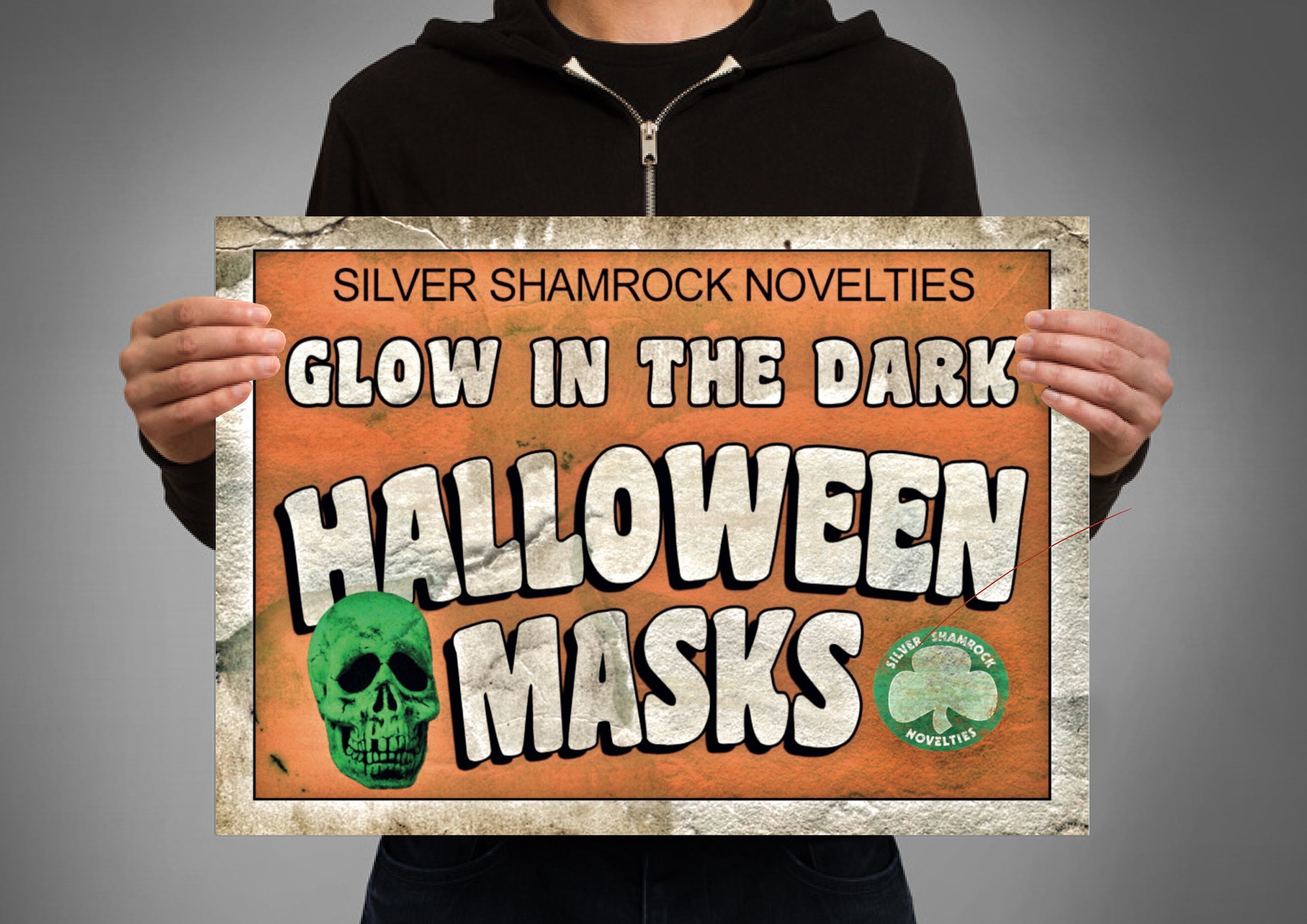 Halloween III Silver Shamrock Pumpkin Mask With Glow In The Dark Paint