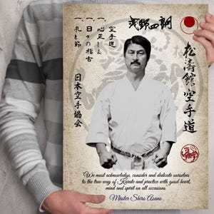 Shotokan Karate poster Shiro Asano. JKA. Dojo scroll print. Dojo home office lounge decoration. Martial arts Karate masters poster.