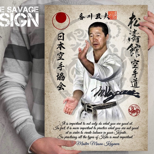 DIGITAL DOWNLOAD. Shotokan Karate poster. Masao Kagawa. JKA. Dojo scroll print.