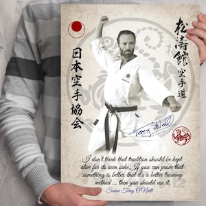 Shotokan Karate A3 poster - Sensei Terry O’Neill. Red triangle dojo KUGB