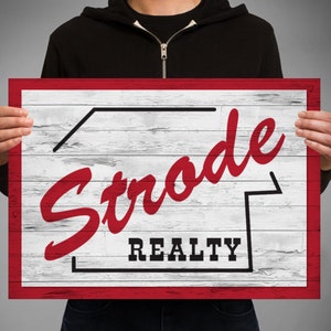 Halloween Strode Realty sign poster print - Michael Myers. Hadddonfield. Laurie Strode Halloween 1978. Horror slasher movie John Carpenter