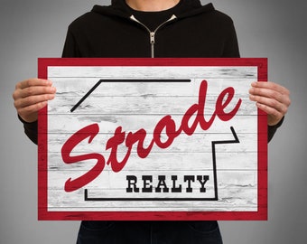 Halloween Strode Realty sign poster print - Michael Myers. Hadddonfield. Laurie Strode Halloween 1978. Horror slasher movie John Carpenter