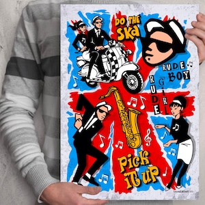 SKA 80s music poster Rude boy Rude girl  Union Jack artwork Reggae Madness The Beat The Selecter 1980s scooter Vespa Lambretta Do the Ska