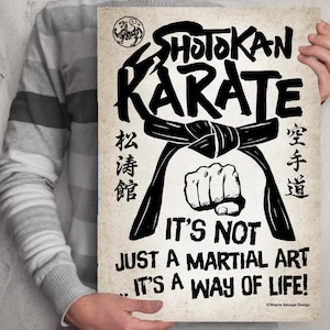 Shotokan Karate A3 poster - Japanese Brush script Dojo Scroll wall decor home office dojo gym karate art decoration Martial Arts poster