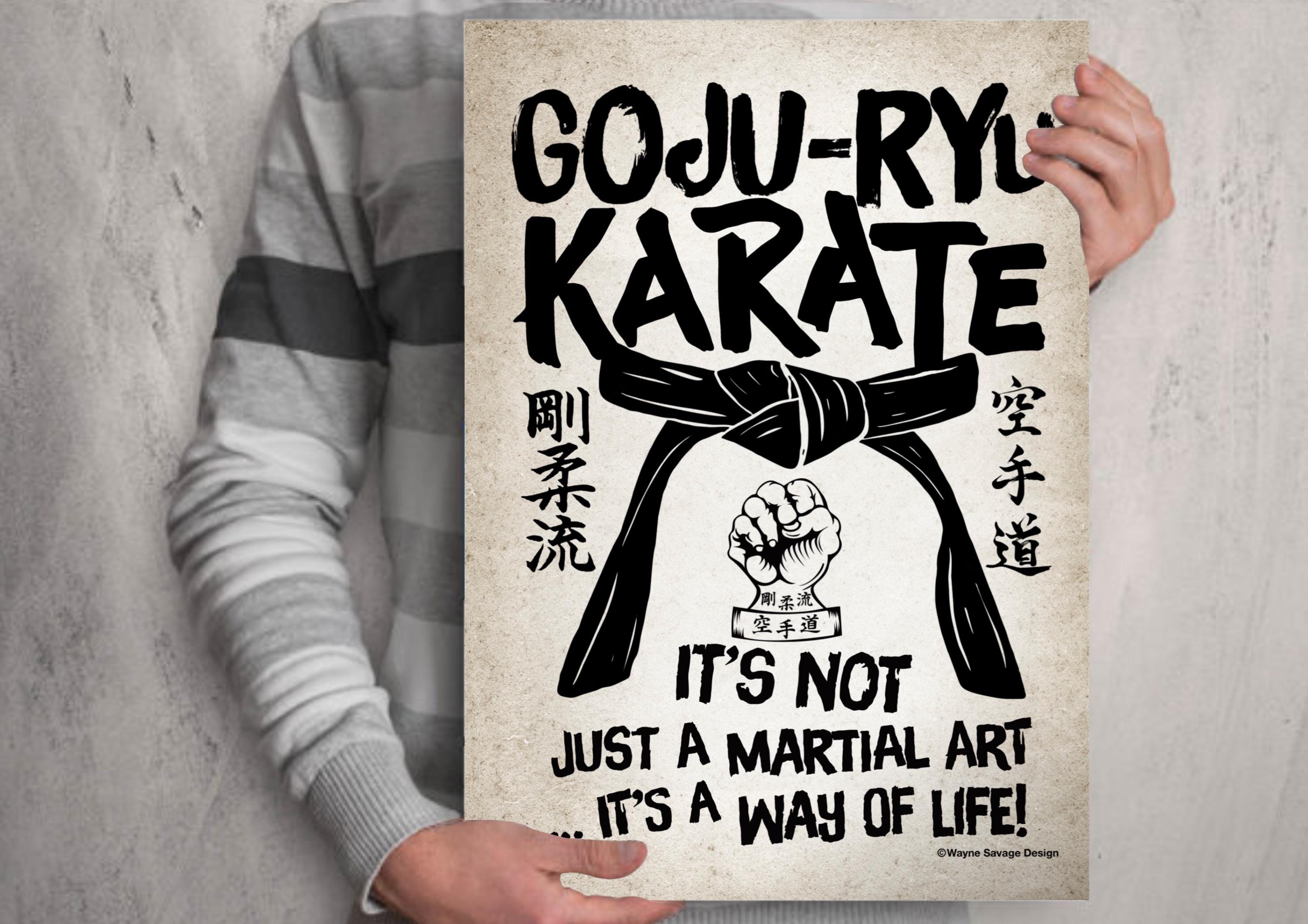 Goju Ryu Karate poster dojo scroll. Home, office, dojo decor. Martial Arts poster Yamaguchi Higoanna