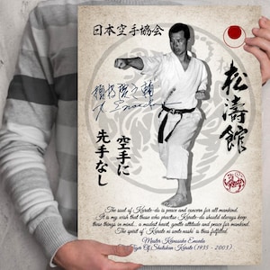 Shotokan Karate poster. Keinosuke Enoeda. JKA. Dojo scroll print. Home office dojo decoration. Karate masters Martial arts. Karate