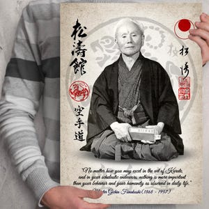 Shotokan Karate poster - Gichin Funakoshi. Dojo scroll print. Martial arts poster home dojo  gym office decoration