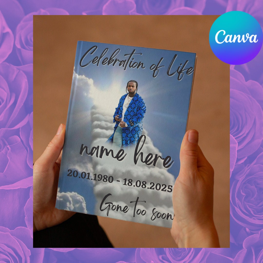 Funeral Program Cover, Celebration of Life Template, Loved One Memorial ...