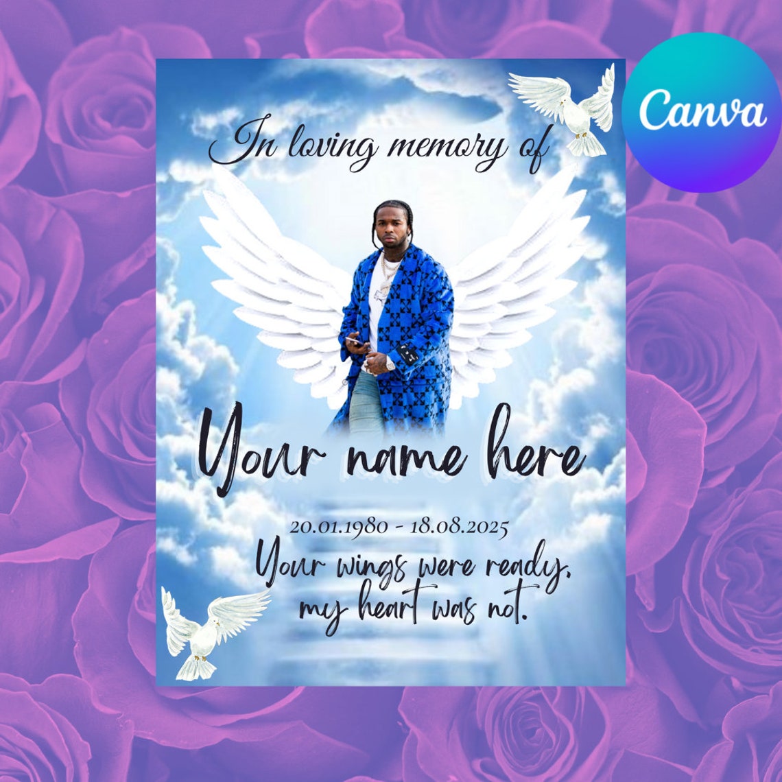 Funeral Program Template, Loved One Memorial Program, Editable Memorial ...