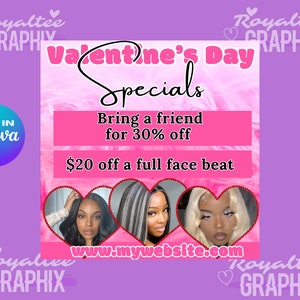 Valentines Flyer, DIY Flyer Template Design, Hair Flyer, Booking Flyer, Appointment Flyer, Sale Flyer, Lash Flyer, Premade Editable Flyer
