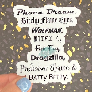 ZA Spitznamen | Aufkleber | Fantasie | Romantik | Phoen Traum | B * Flammenaugen | Wolfsmann | Bittey C | Fisch-Wut | Drachen | Professor Shame