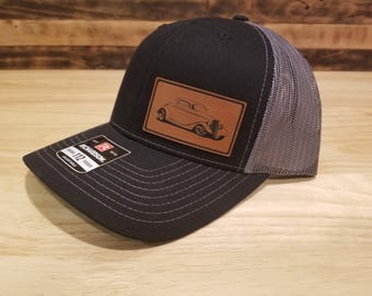 Hot Rod Custom pu Leather Patch Hat Richardson 112 Gift Christmas Birthday