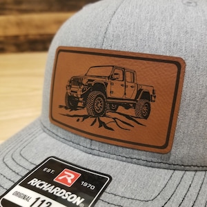 Jeep Gladiator Custom pu Leather Patch Hat Richardson 112 Gift Christmas Birthday